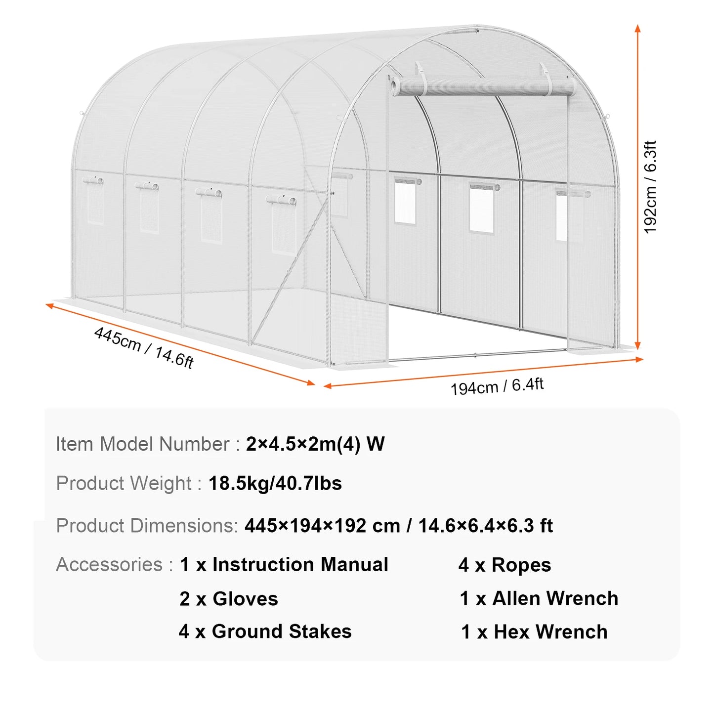 SucceBuy Walk In Tunnel Greenhouse With Steel Frame And PE Cover
