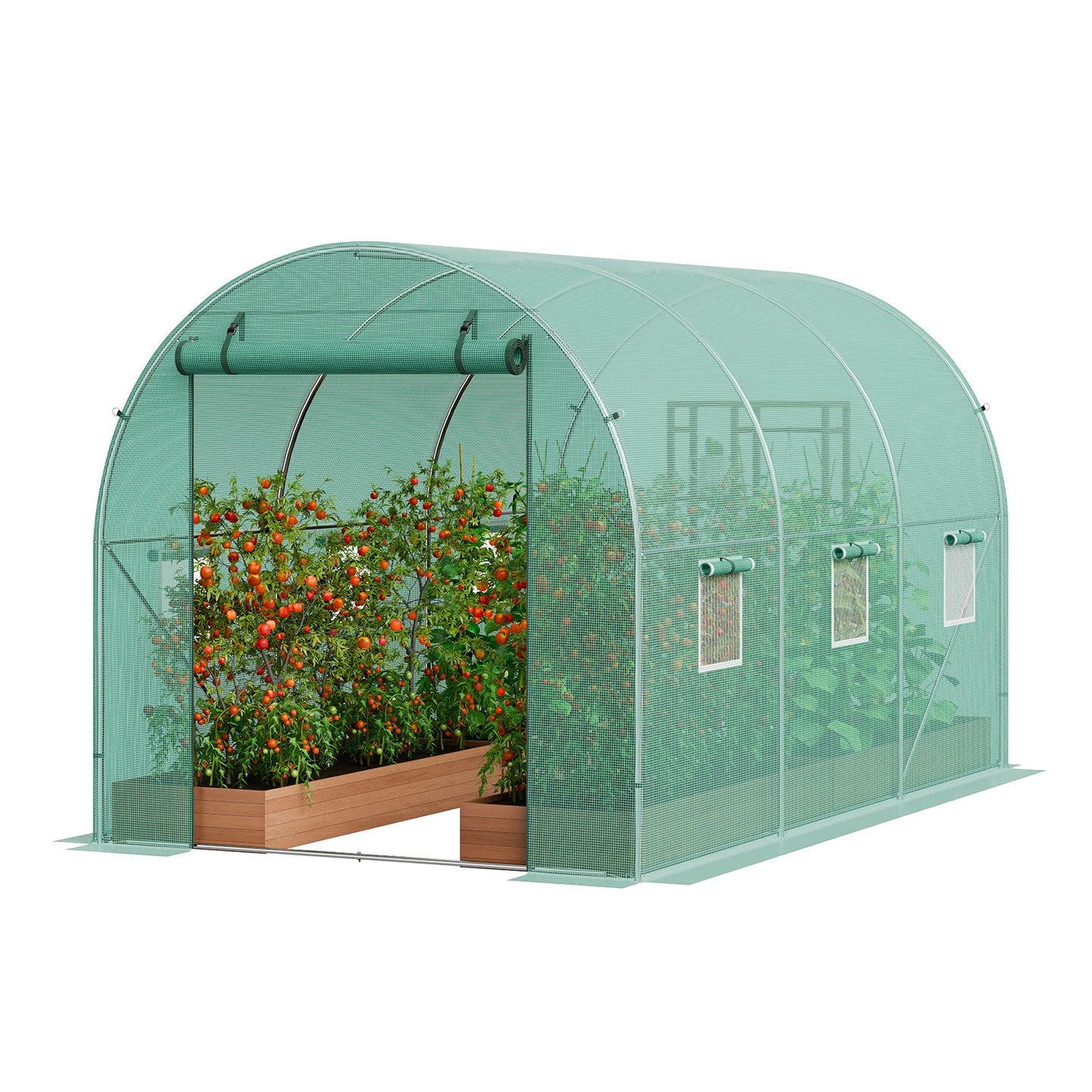 SucceBuy Walk In Tunnel Greenhouse With Steel Frame And PE Cover