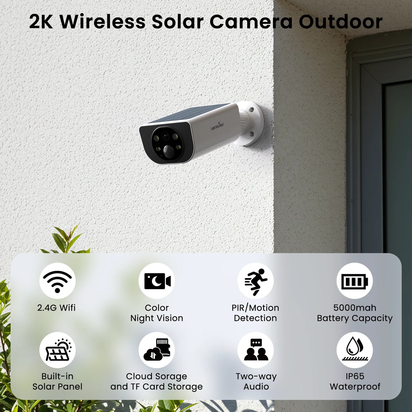 Wansview 2K Outdoor Wireless Security Camera With Battery Solar Floodlight