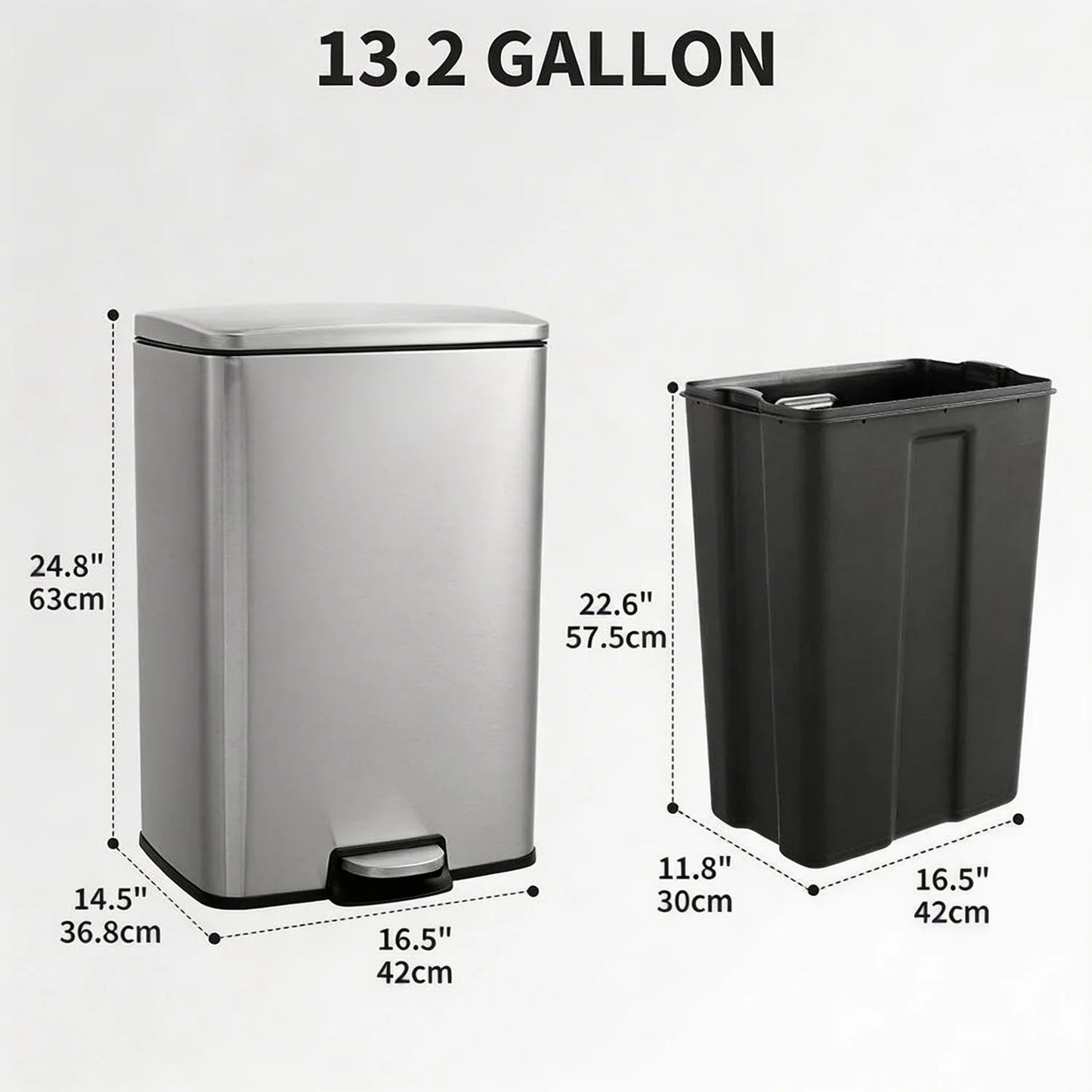 HiMISS Fingerprint Proof Stainless Steel Quiet Pedal Bin