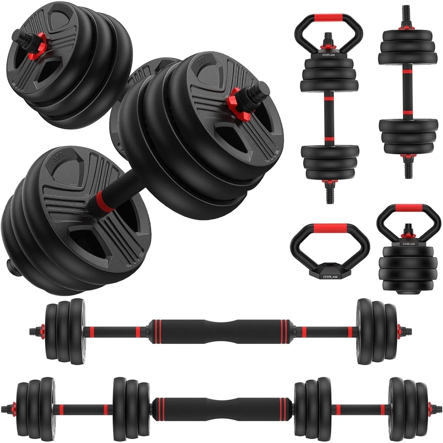 FED 5 In 1 Adjustable Dumbbell Set 20To90 LBS Workout