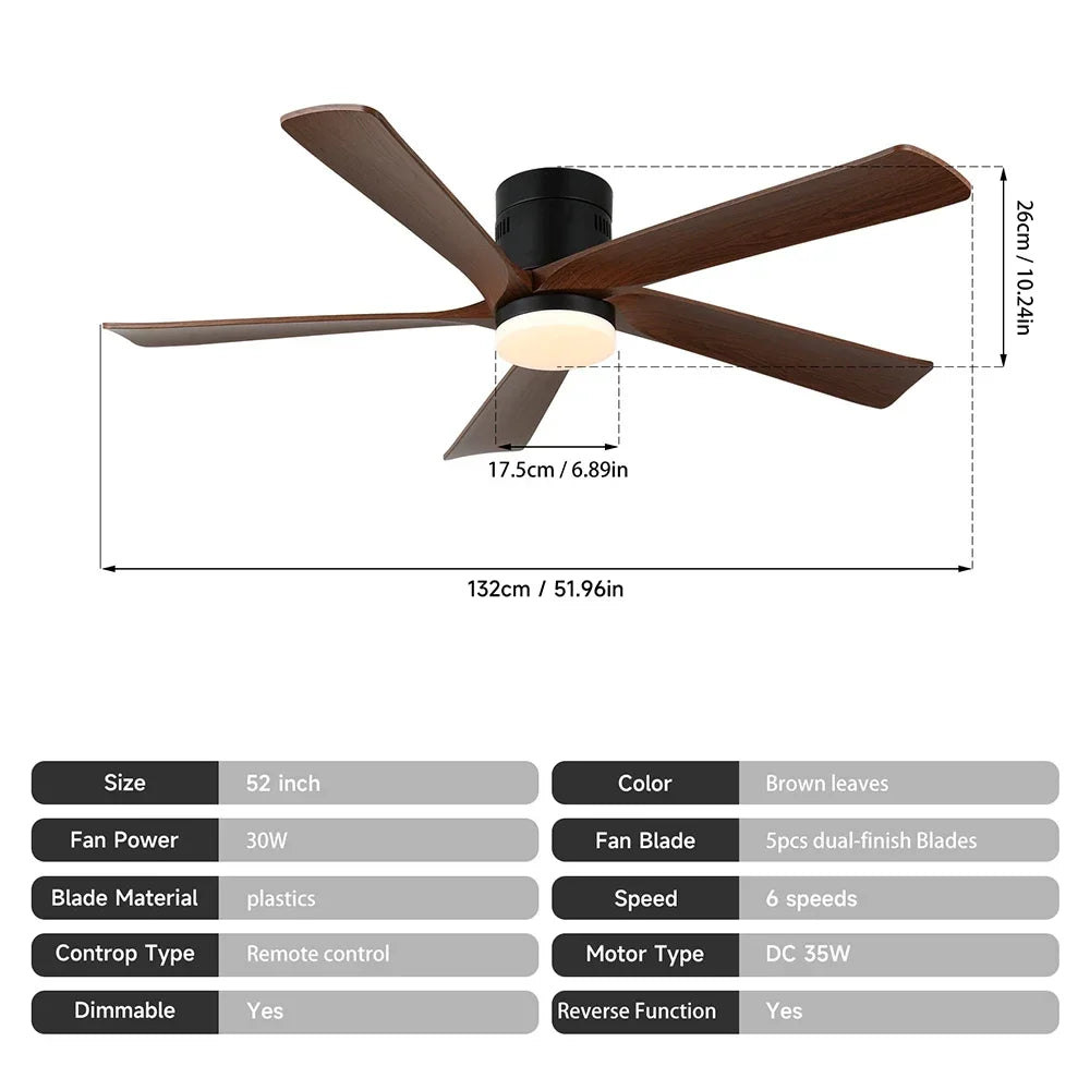 GreeLustr Ceiling Fan With LED Lamp RGB Dimming Chandelier Light