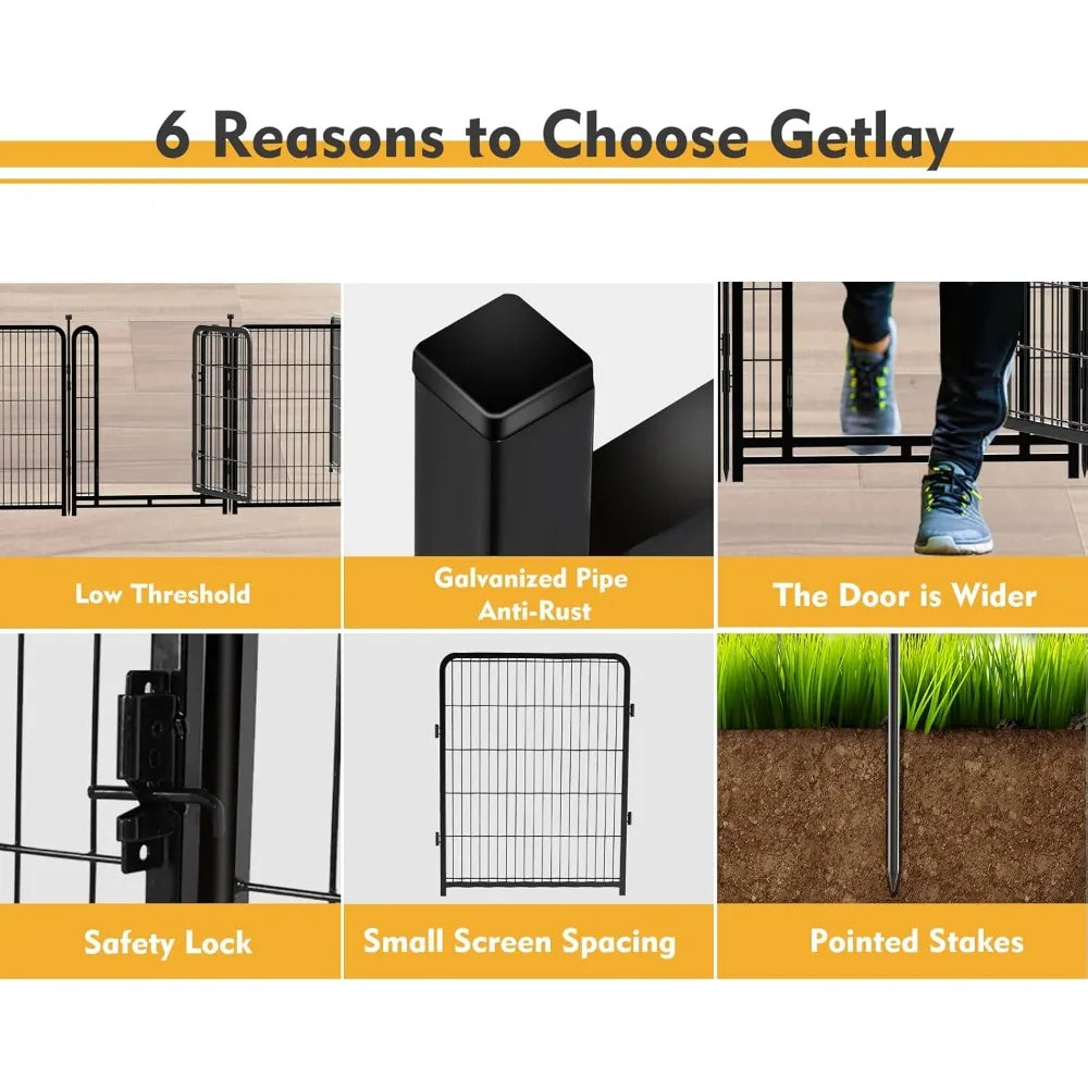 Metal Dog Playpen With Wide Gate For Secure Pet Containment