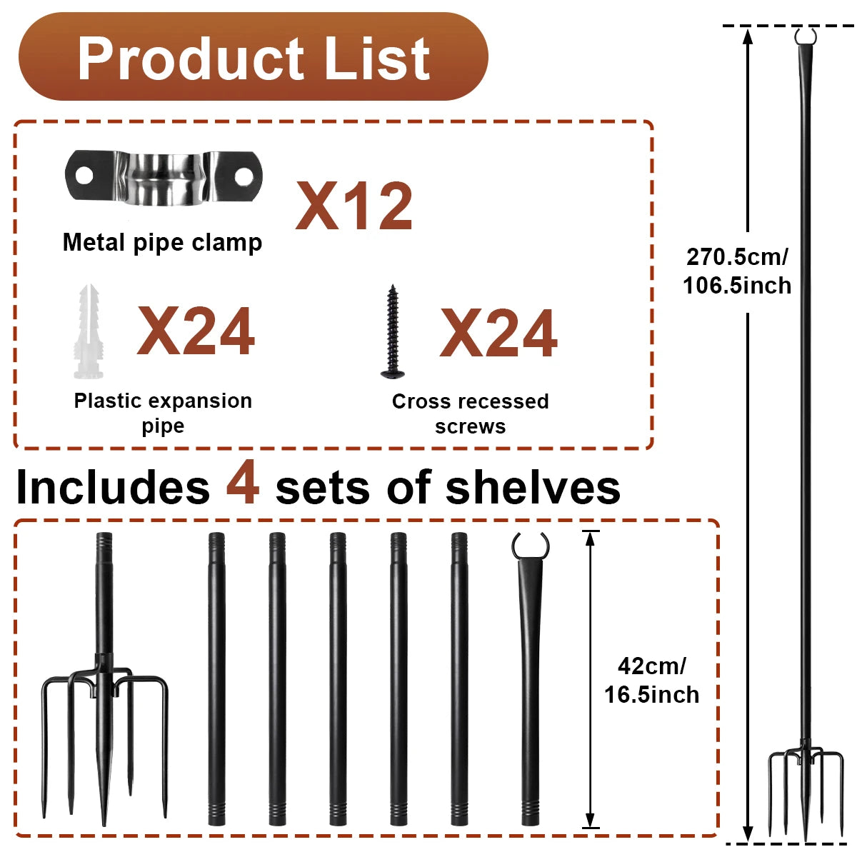 Aiopp Waterproof Heavy Duty Adjustable String Light Poles With Fork