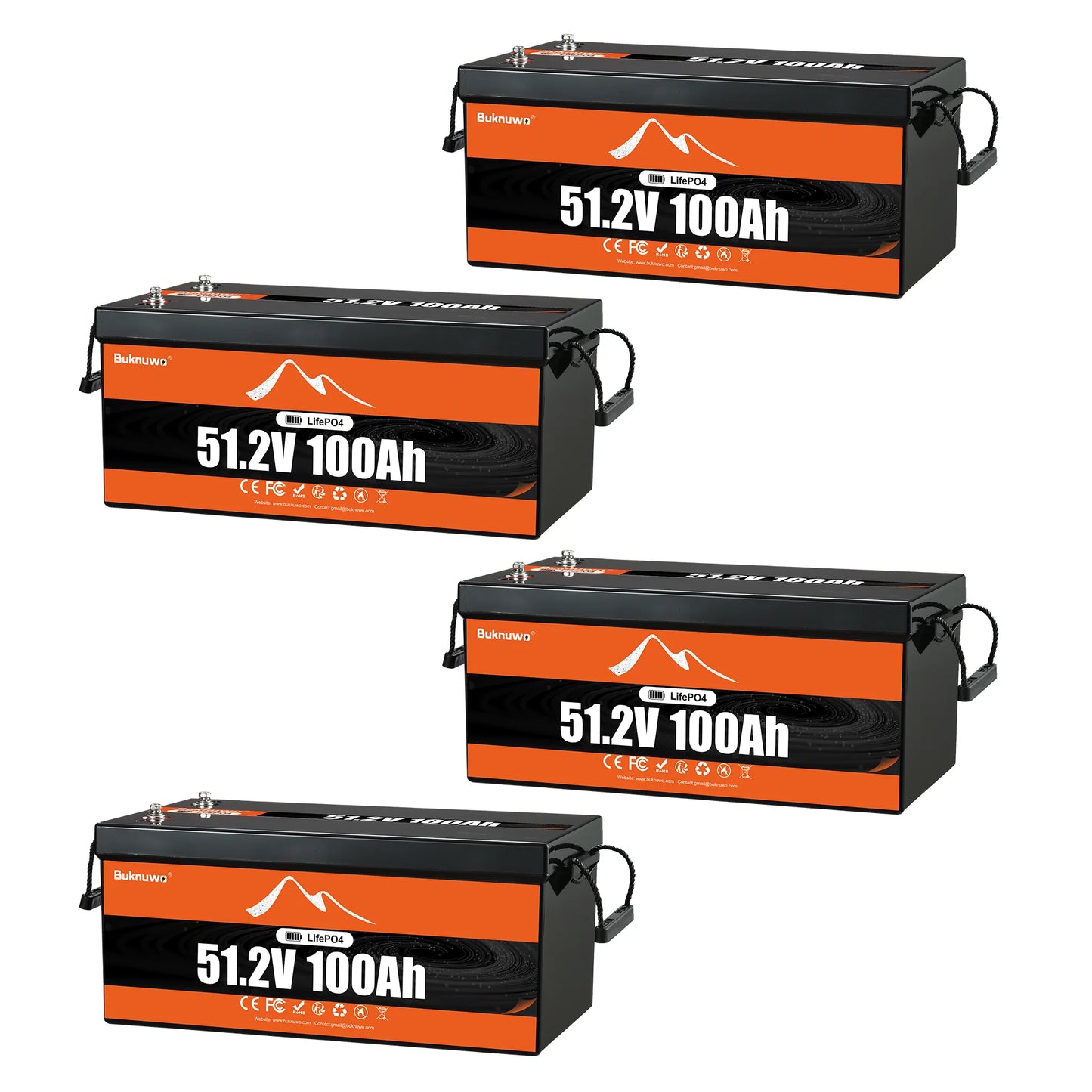 Buknuwo 24V 100Ah LiFePO4 Battery With Bluetooth And 100A BMS