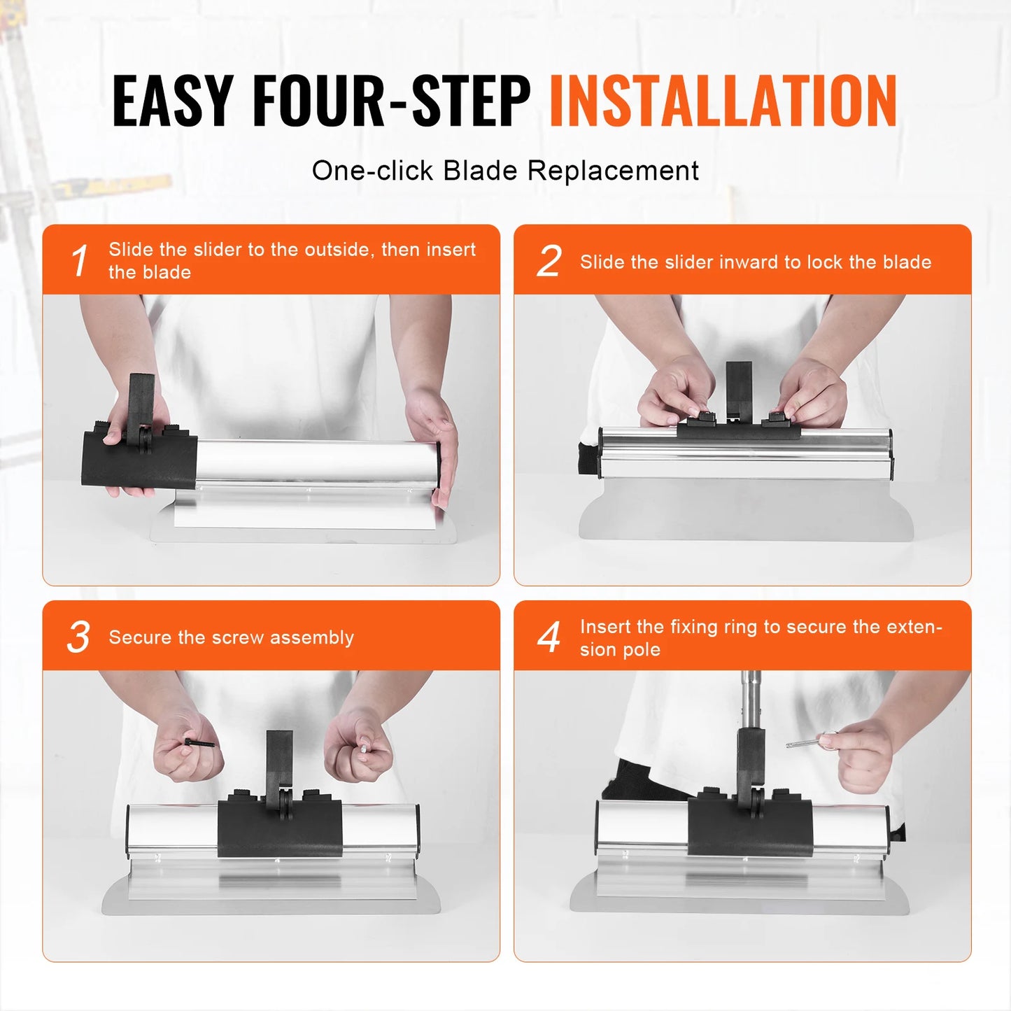 Stainless Steel Drywall Skimming Blade Set With Extension Pole