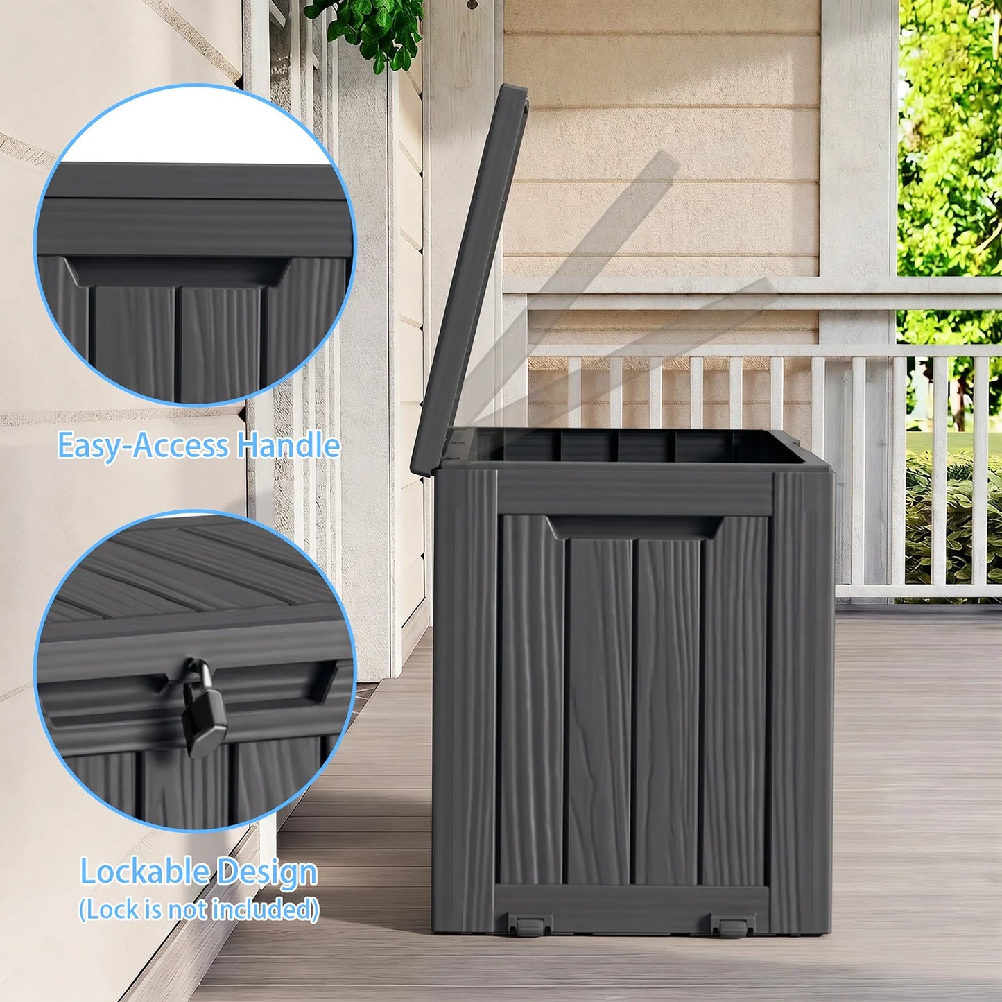 Outdoor Resin Storage Box With Wheels Lockable Patio Garden Container