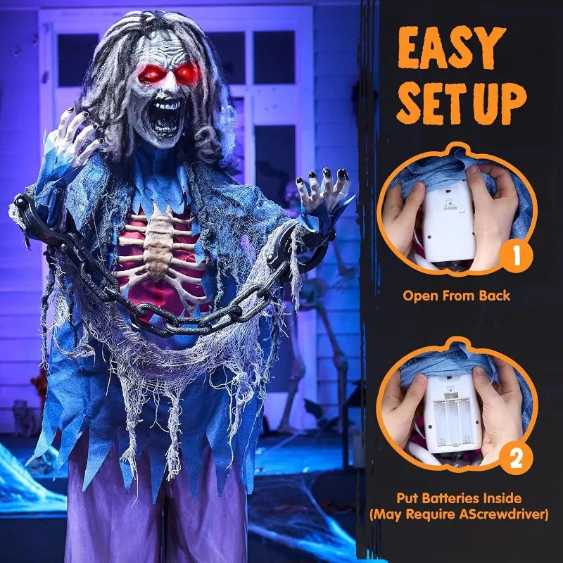 Joyfy Animatronic Zombie Halloween Decoration With Lights And Sound