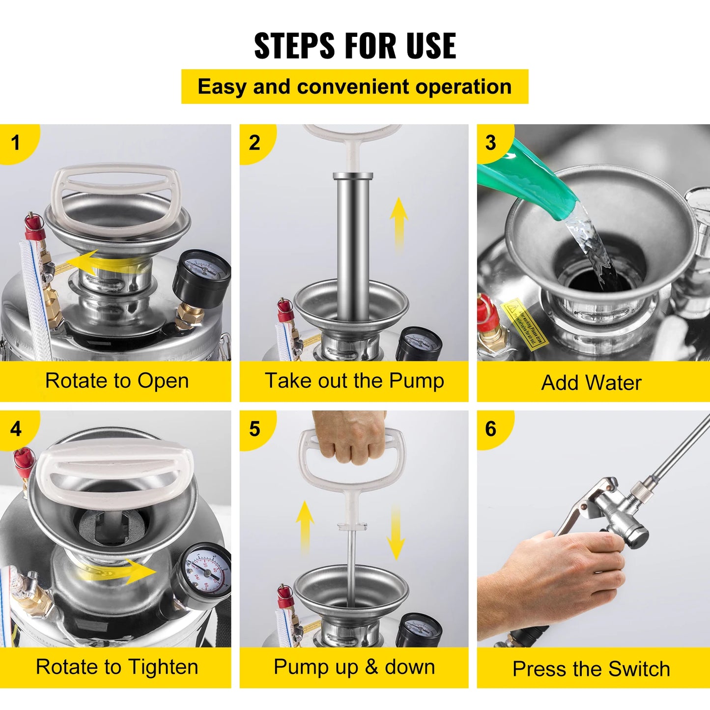 Handheld Stainless Steel Garden Watering Sprayer With Pump And Hose