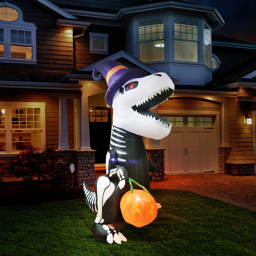 Joyfy Halloween Skeleton Dinosaur Inflatables Outdoor Yard Decor
