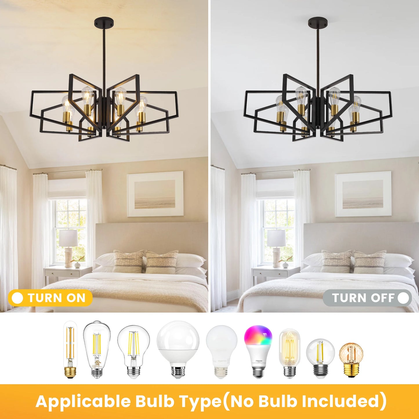 Modern 8 Light Geometric Chandelier Pendant Light With Adjustable Height