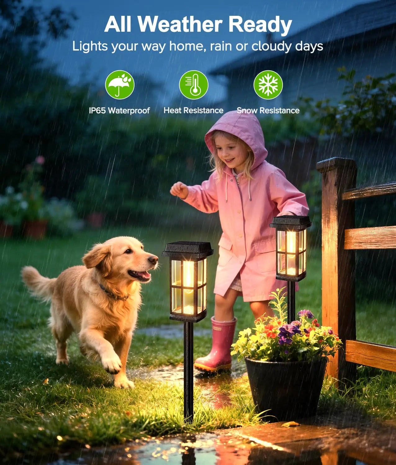 Solar Powered Pathway Lights 8 Pack IP65 Outdoor Landscape Lamps