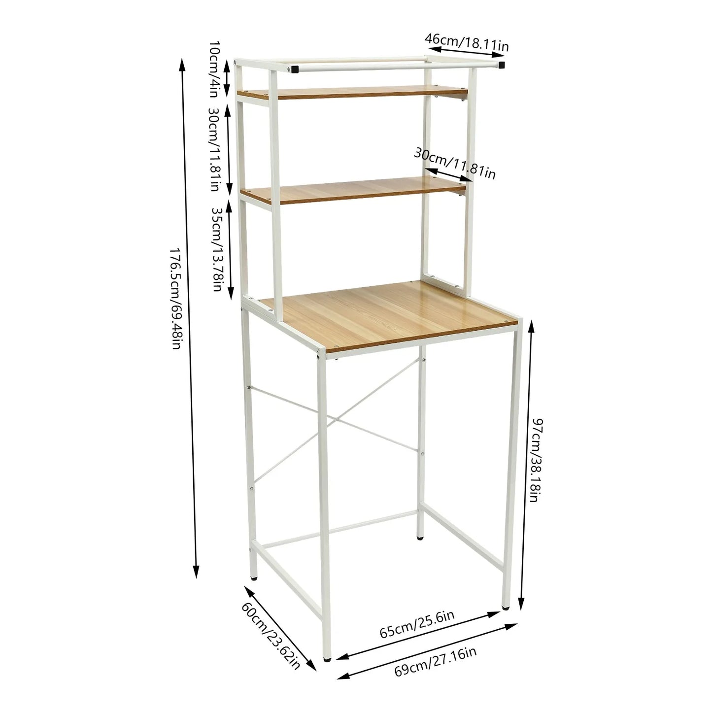 Multi-Tier Washer Dryer Storage Rack Hanging Rod Towel Organizer Shelf