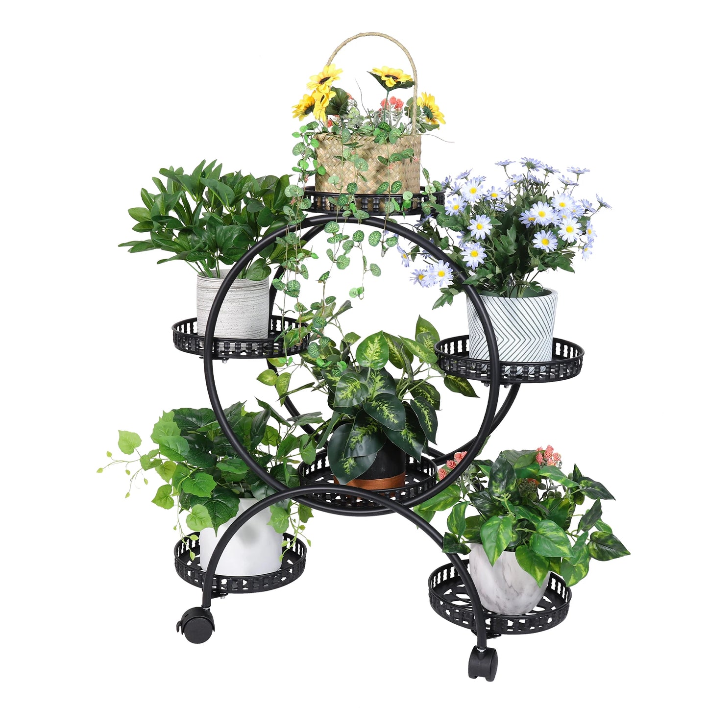 Bingopaw Heavy Duty Metal Plant Stand With Smooth Wheels