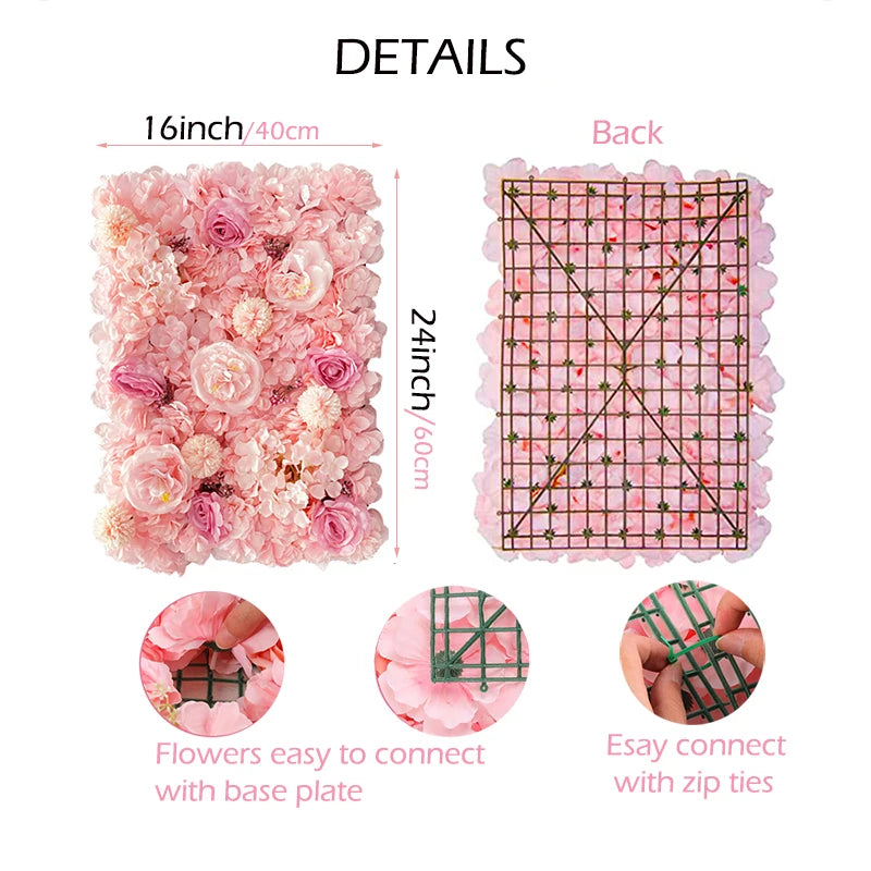 Meihon Artificial Rose Flower Wall Panel Wedding Decor