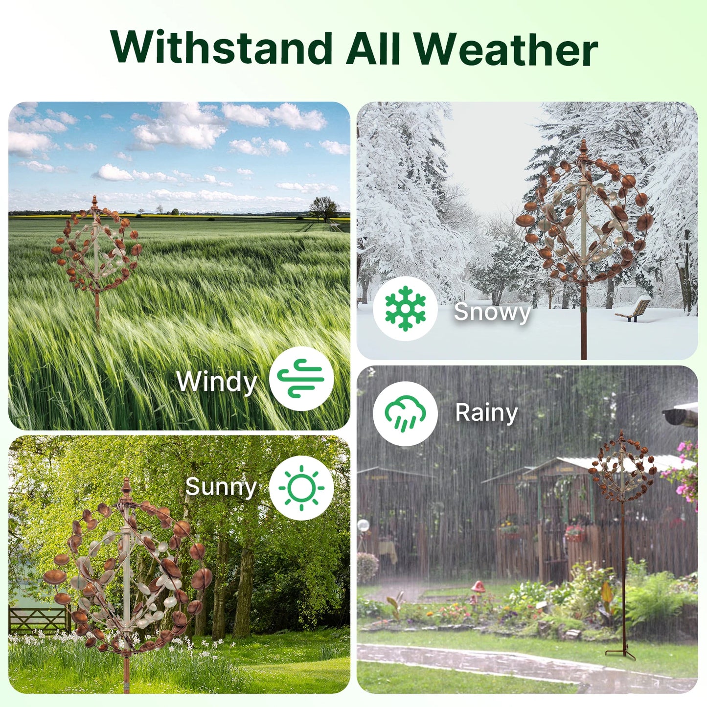Metal Wind Spinners Outdoor Garden Art With 360 Degree Spin And Welcome Flags