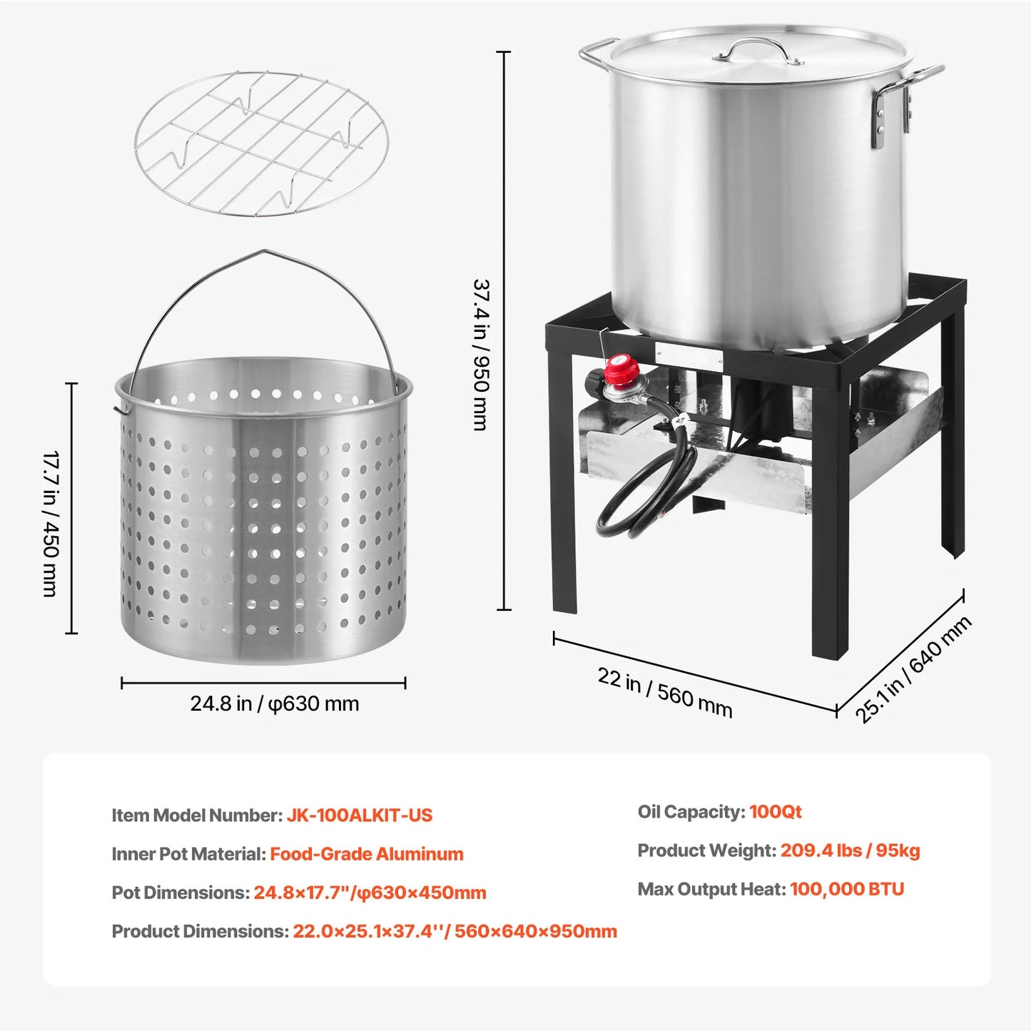 SucceBuy Aluminum Seafood Boiling Pot With Steamer Rack Set