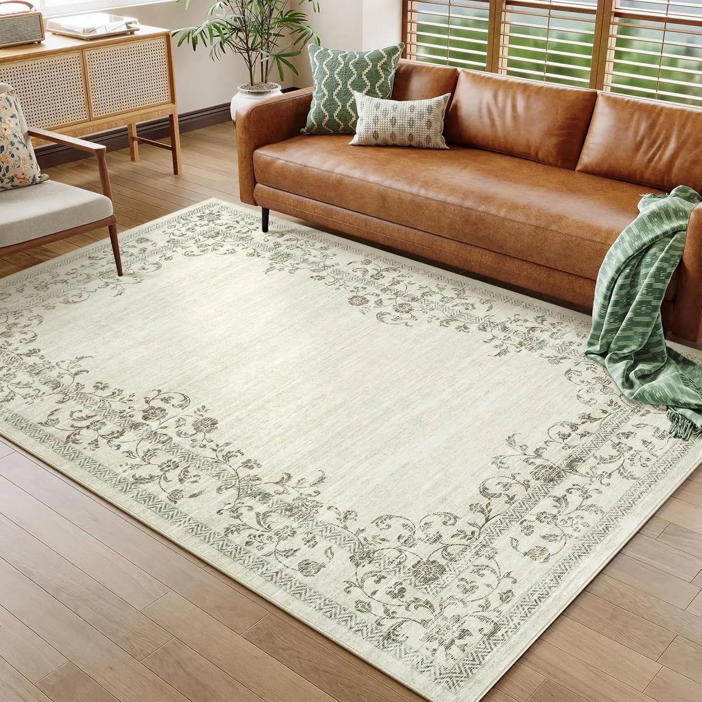 HiMISS Floral Polyester Area Rug For Living Room And Bedroom