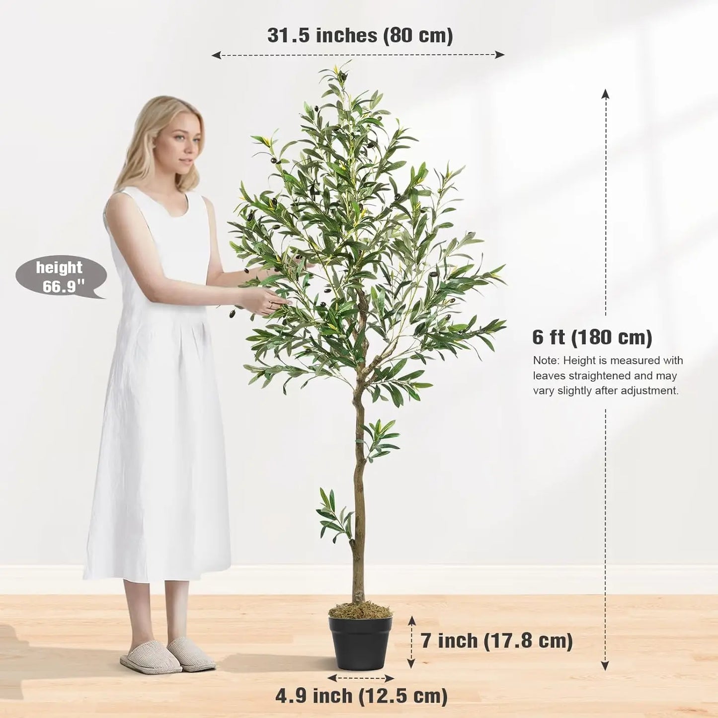 Olitree Olive Tree Artificial Indoor Faux Plant In Black Pot