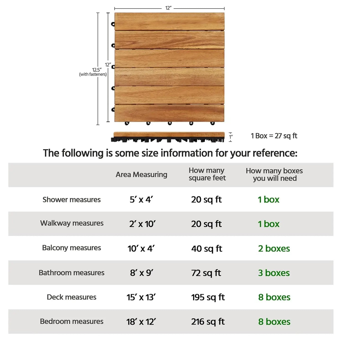 Acacia Wood Interlocking Flooring Tiles Waterproof For Outdoor Indoor Patio