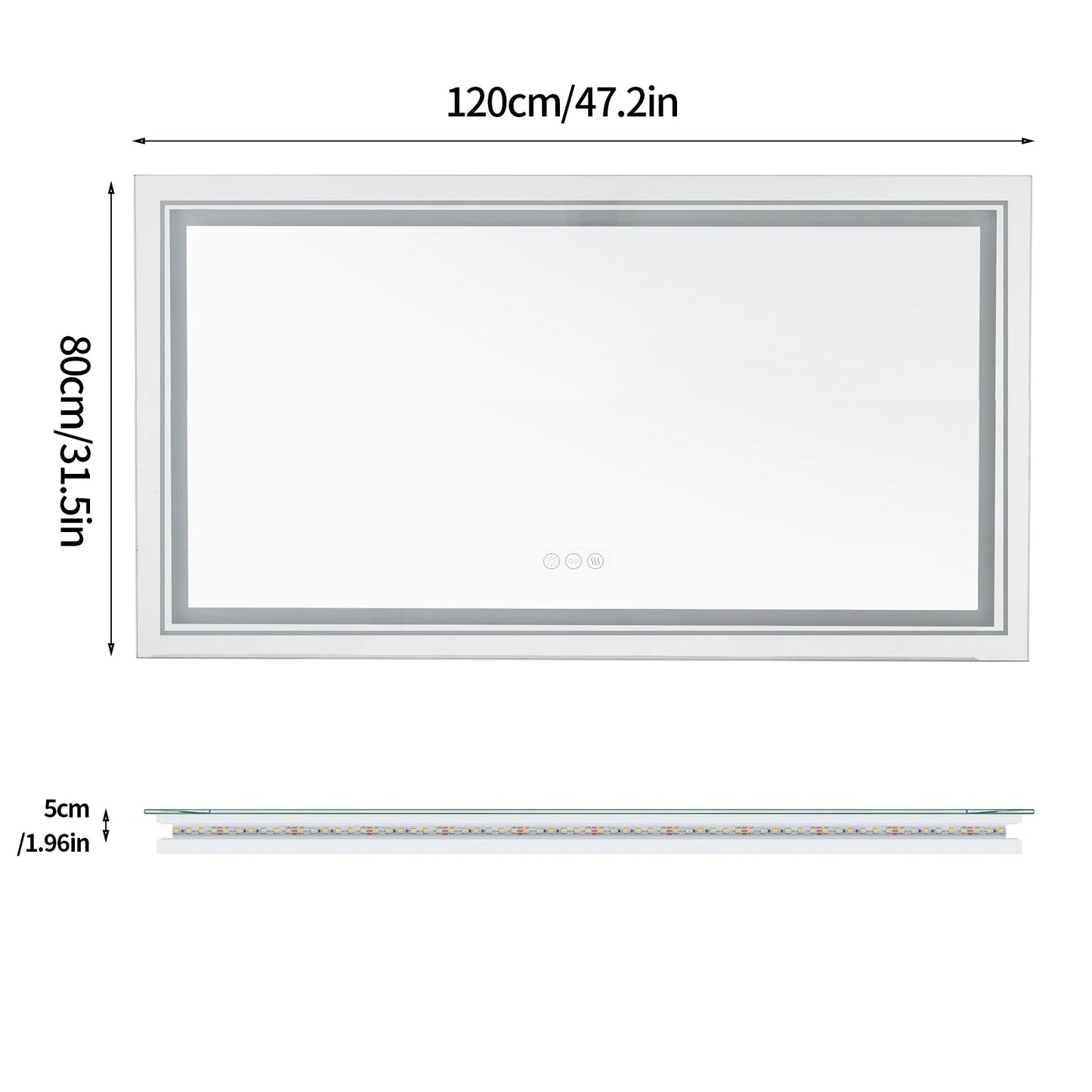 Wall Mounted LED Bathroom Mirror With Touch Control And Backlight