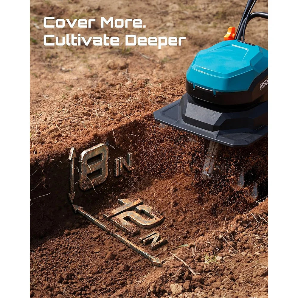 SeeSii 40V Cordless Electric Garden Tiller Cultivator For Lawn Care