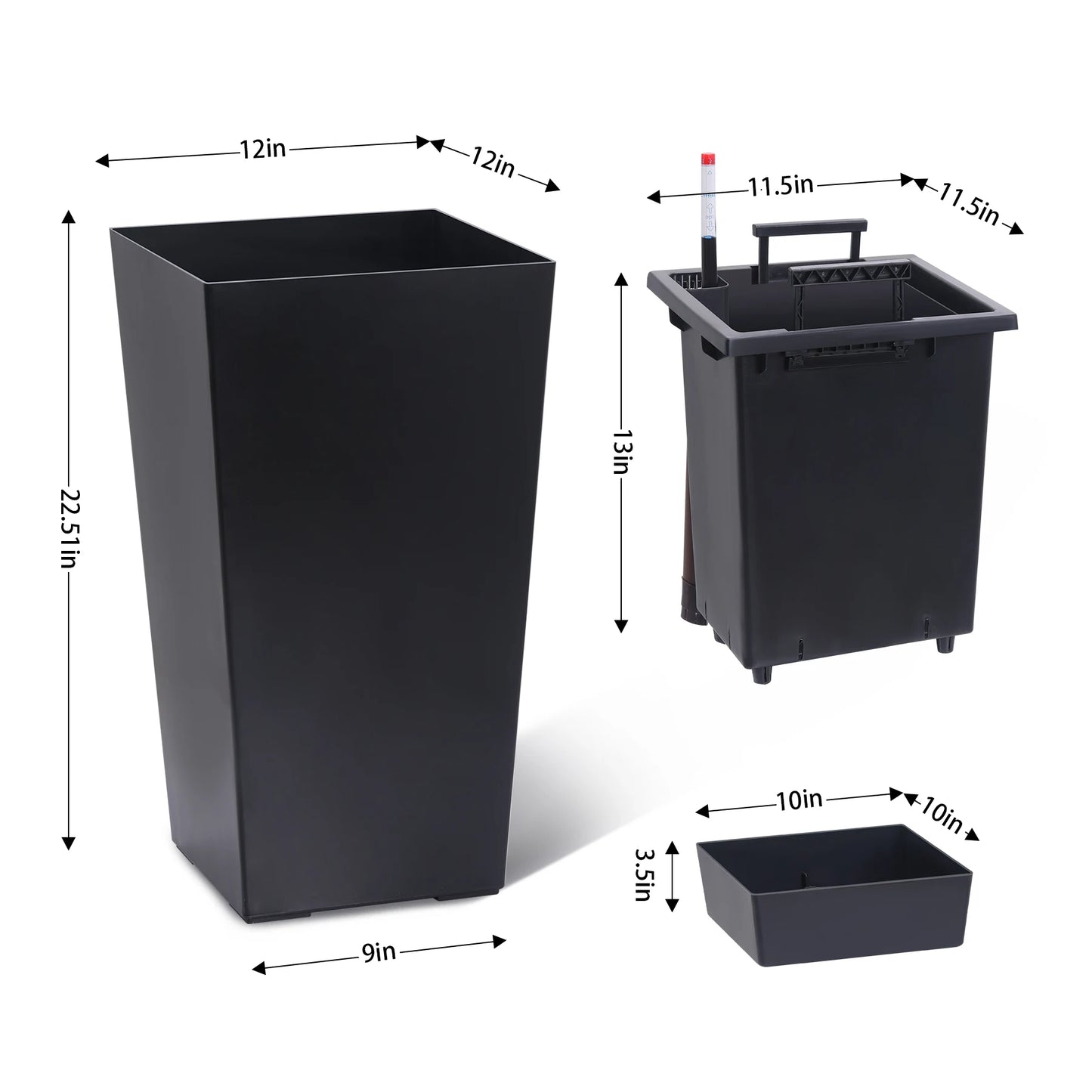 Two Pack Outdoor Planter Pots With Drainage Holes Auto Watering