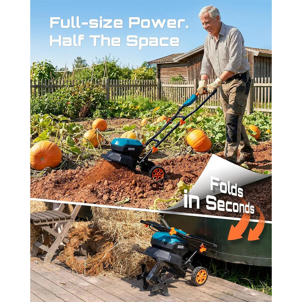 SeeSii 40V Cordless Electric Garden Tiller Cultivator For Lawn Care