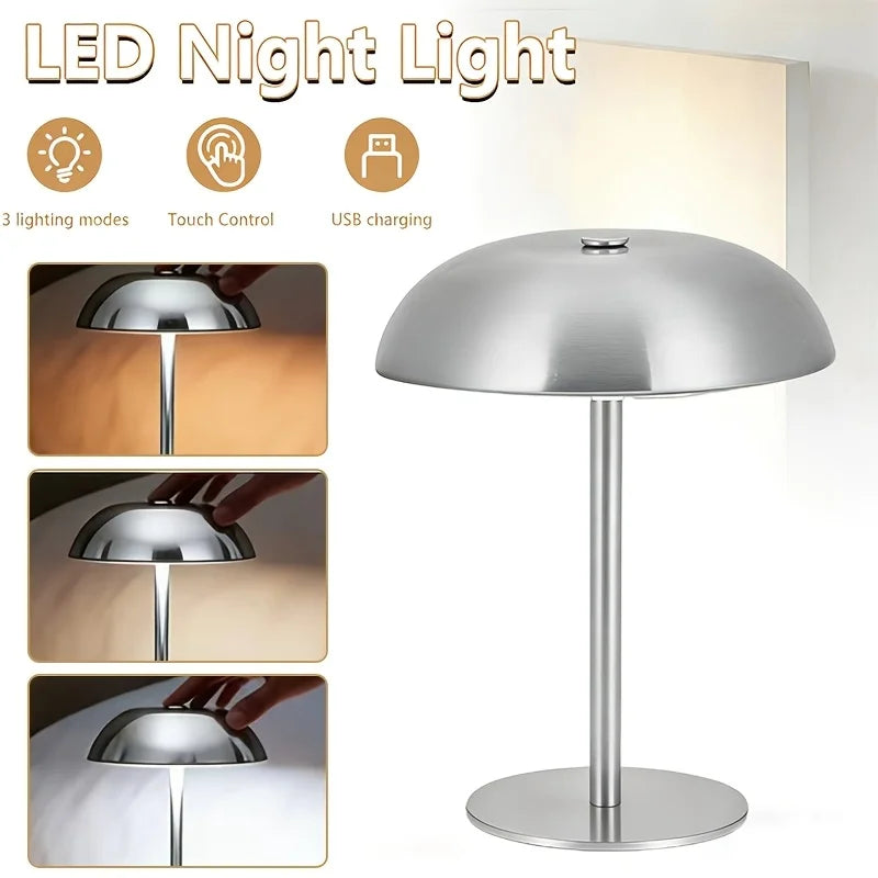 Mushroom Night Light With 3 Color Temperatures USB Rechargeable 1800mAh