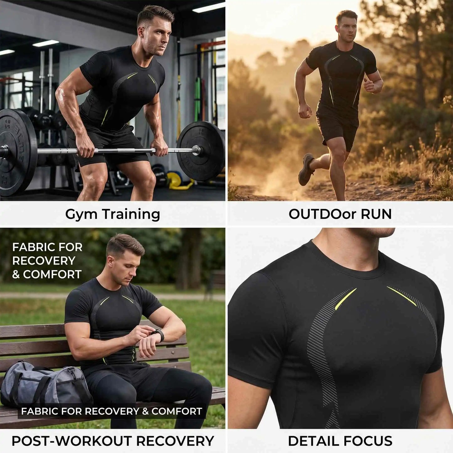 Men's Compression Shirts 3 Pack Short Sleeve Baselayer Moisture Wicking