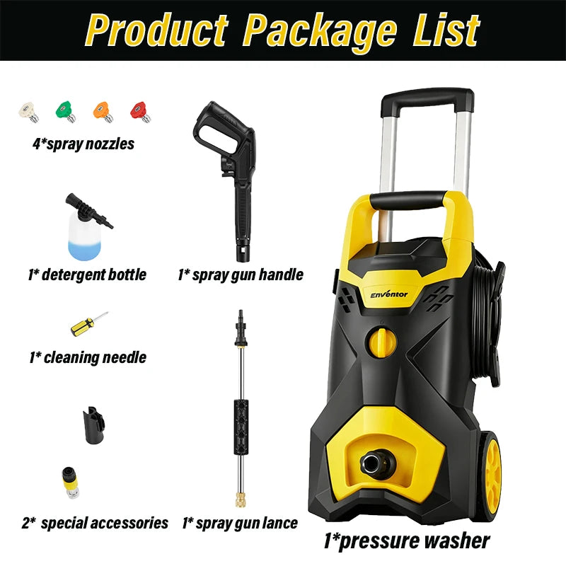 Enventor 135Bar Electric Pressure Washer Portable High Pressure Cleaner