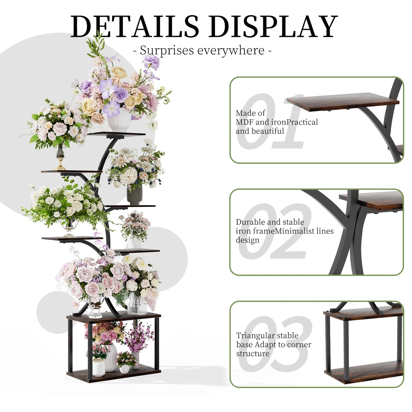 Wisfor 7 Tier Industrial Tree Plant Stand Display Rack
