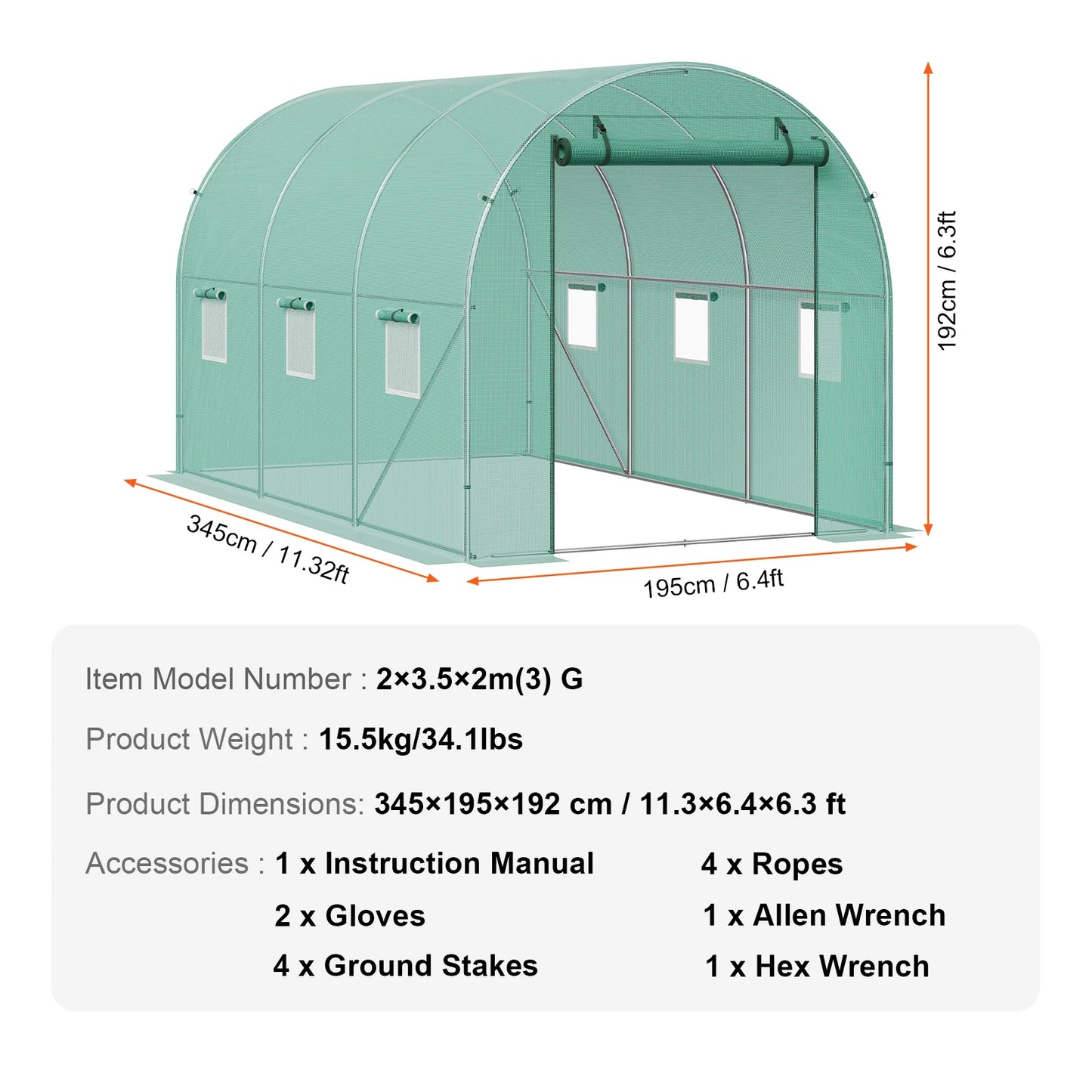 SucceBuy Walk In Tunnel Greenhouse With Steel Frame And PE Cover