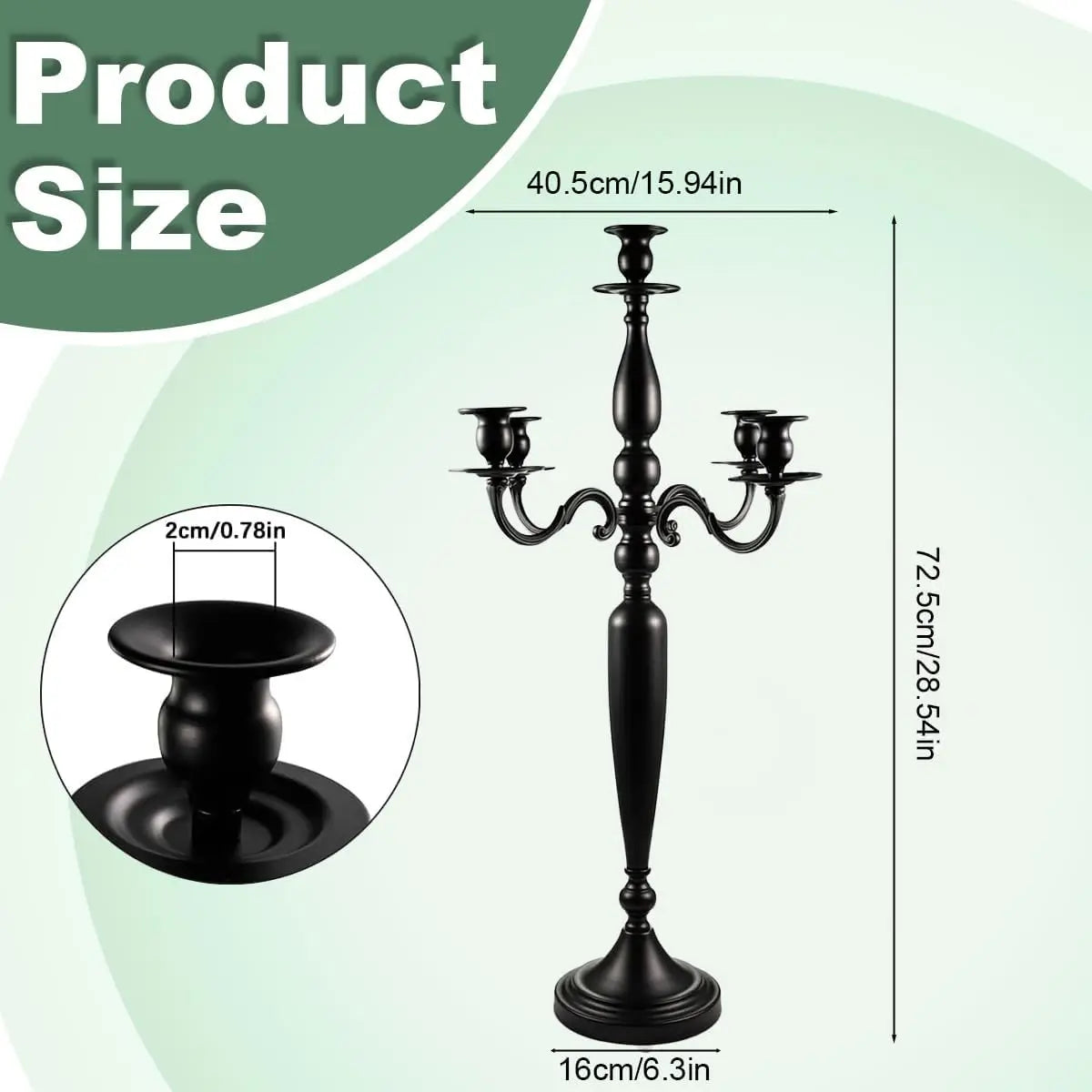 VINCIGANT 4 Pack Metal Five Arm Candelabra For Taper Candles