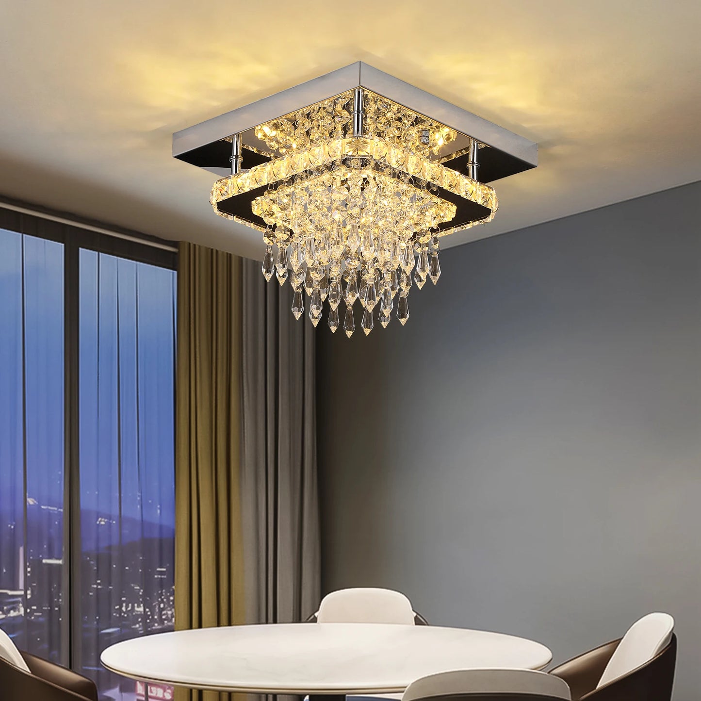 VETRULUS Modern Crystal Led Ceiling Chandelier Pendant Light