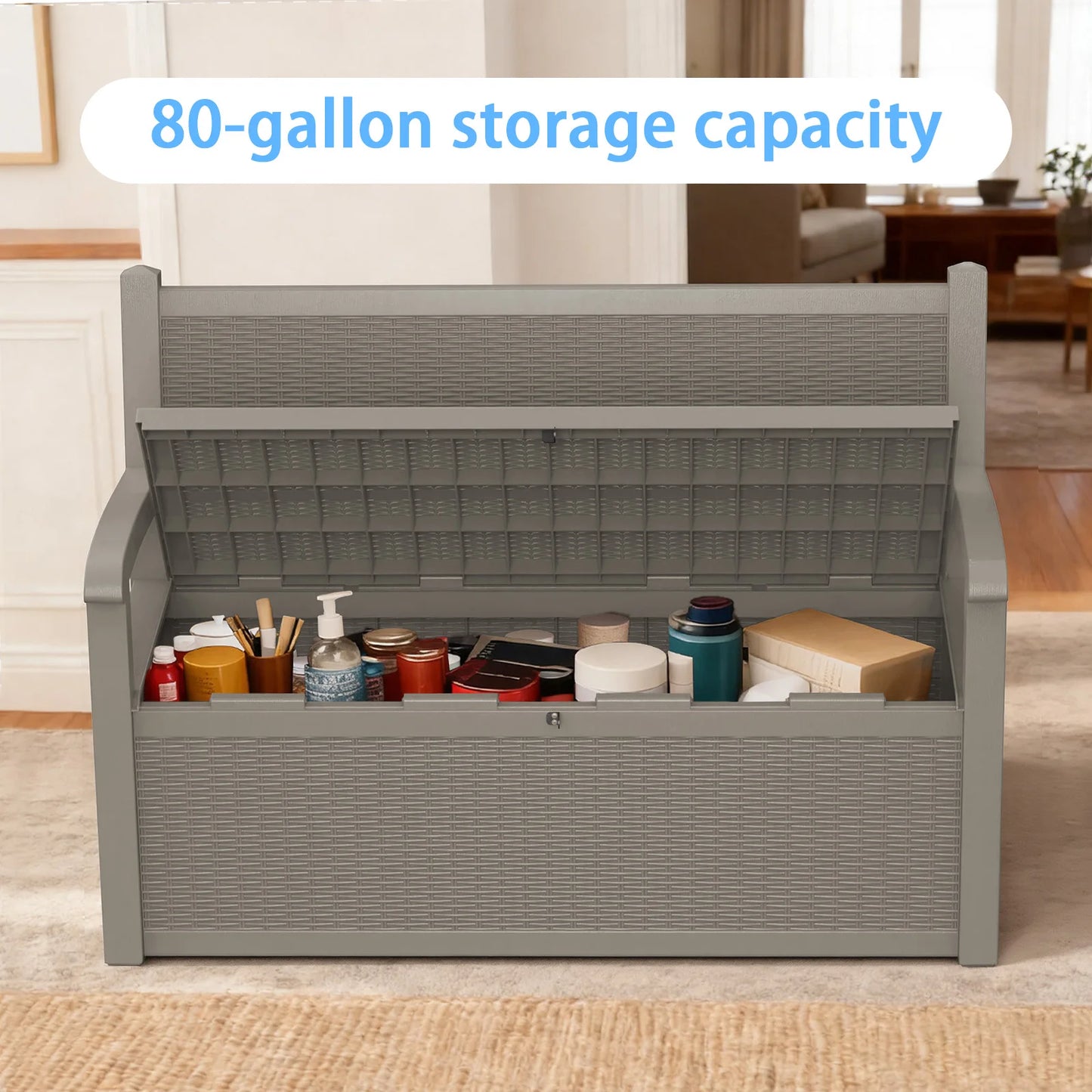 Weatherproof Outdoor Storage Bench With Rattan Look And Storage Box