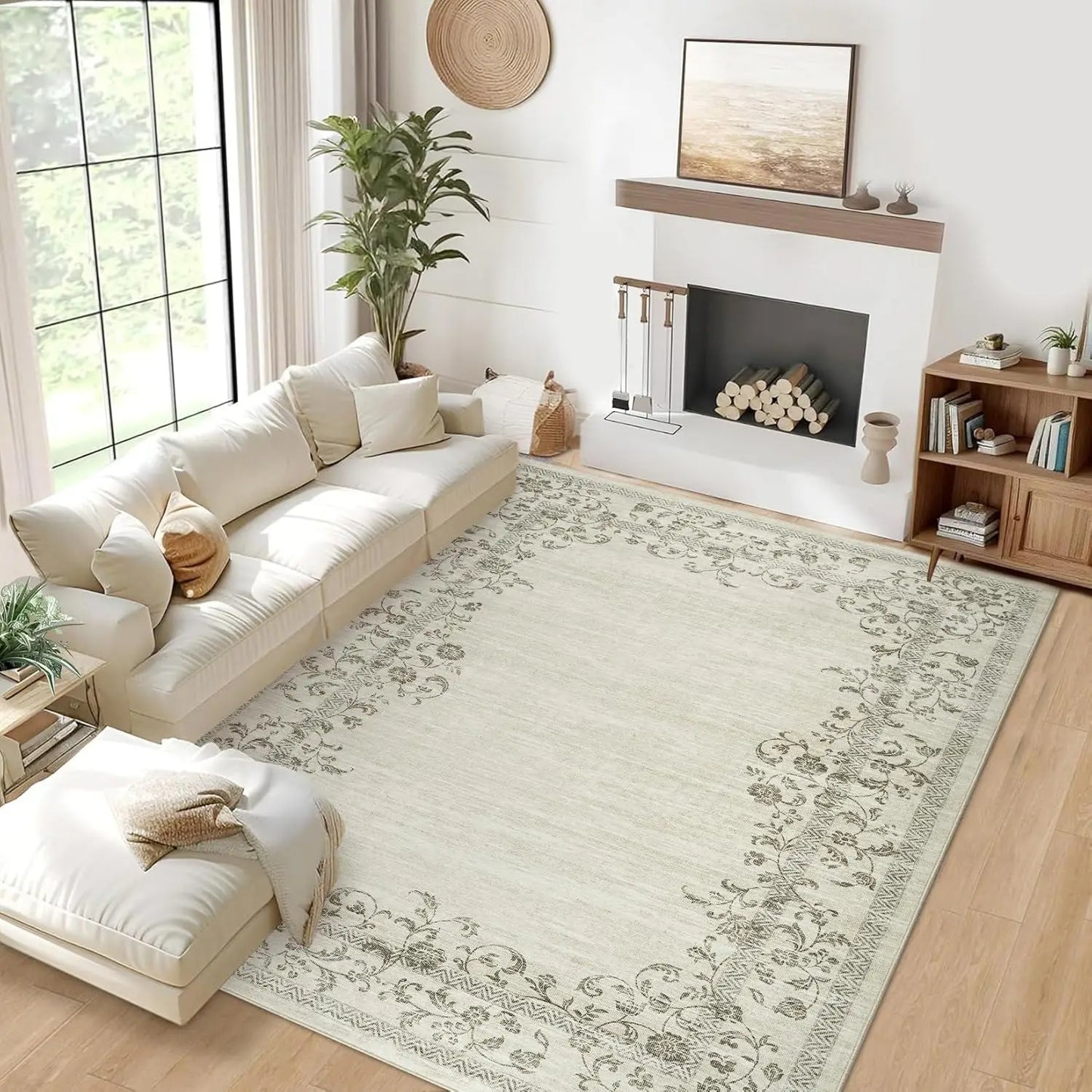 HiMISS Floral Polyester Area Rug For Living Room And Bedroom