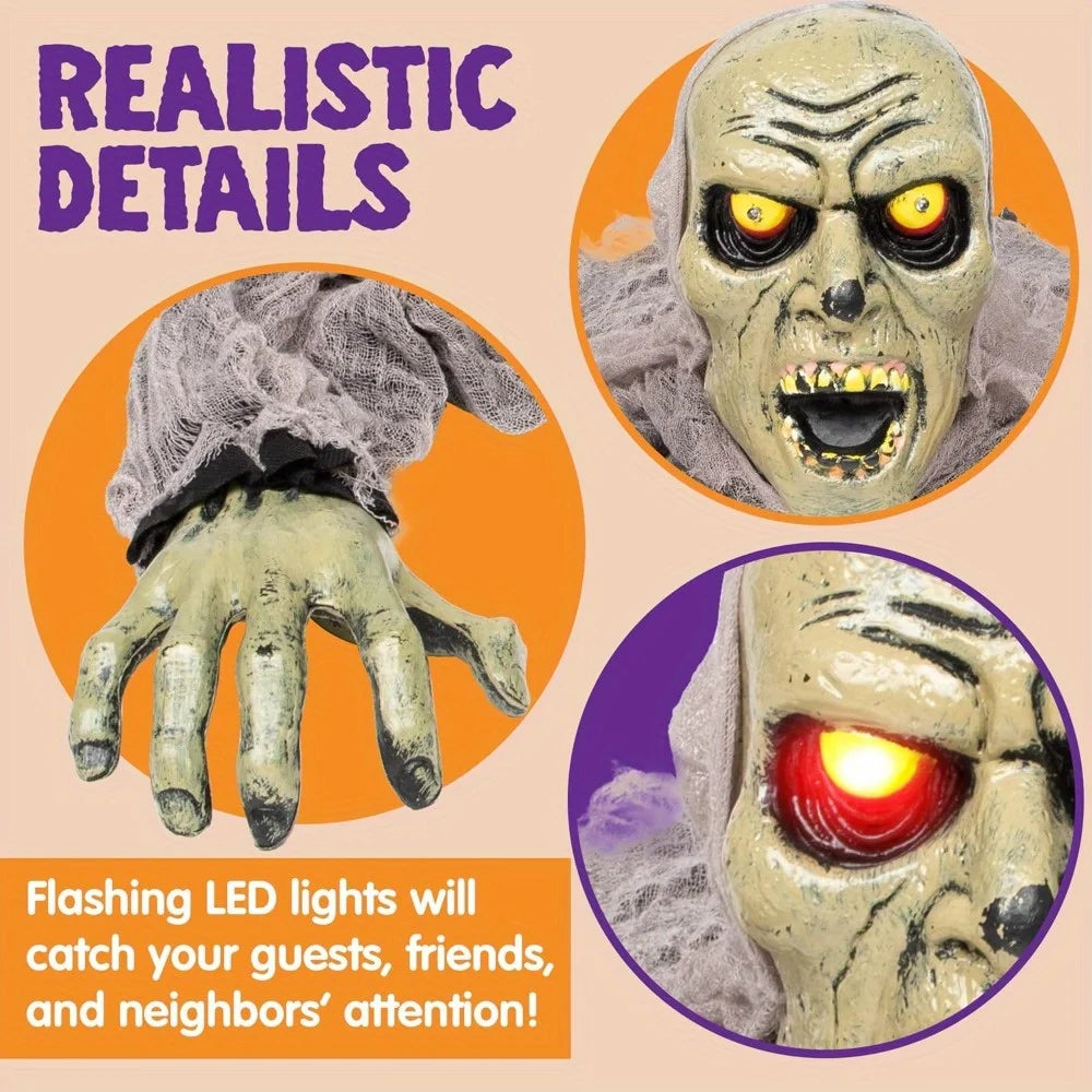 Animated Groundbreaker Zombie With Sound And Flashing Eyes Halloween Decor