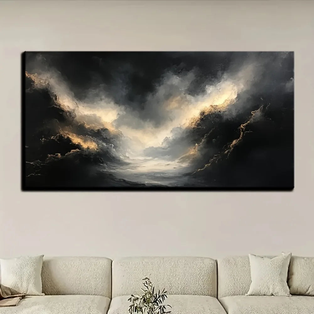 Abstract Black Gold Texture Modern Art Oil Painting For Home