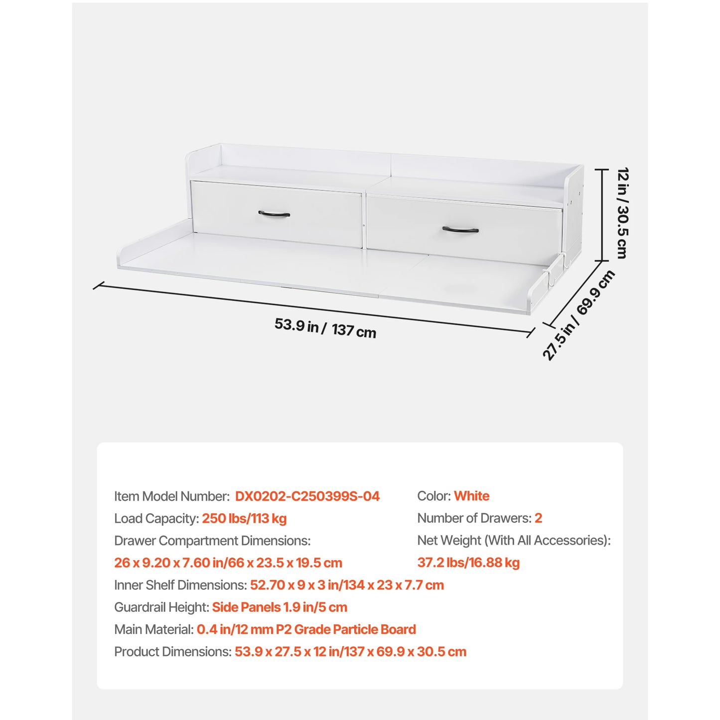 SucceBuy Wooden Washer Dryer Countertop With Drawer Shelf