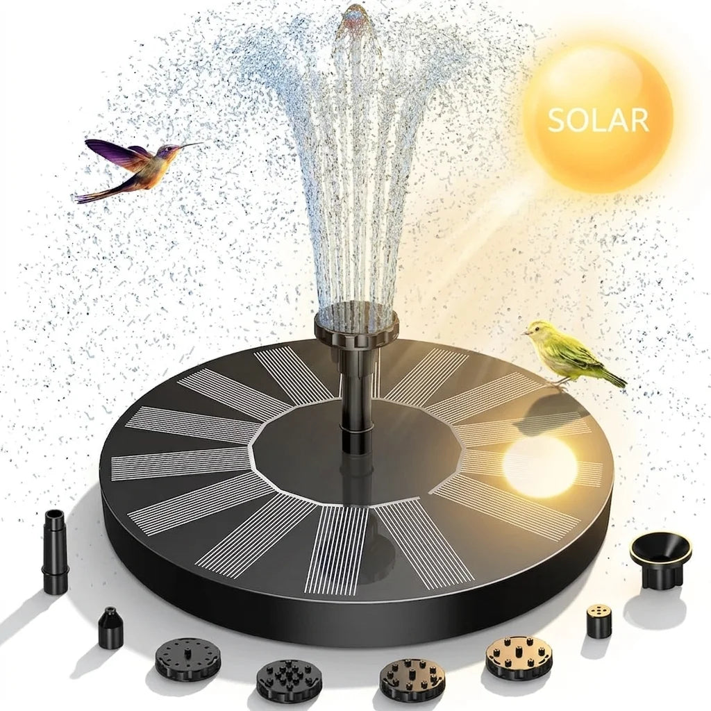 Solar Fountain 4 Crash Bars 6 Nozzles Floating Water Feature