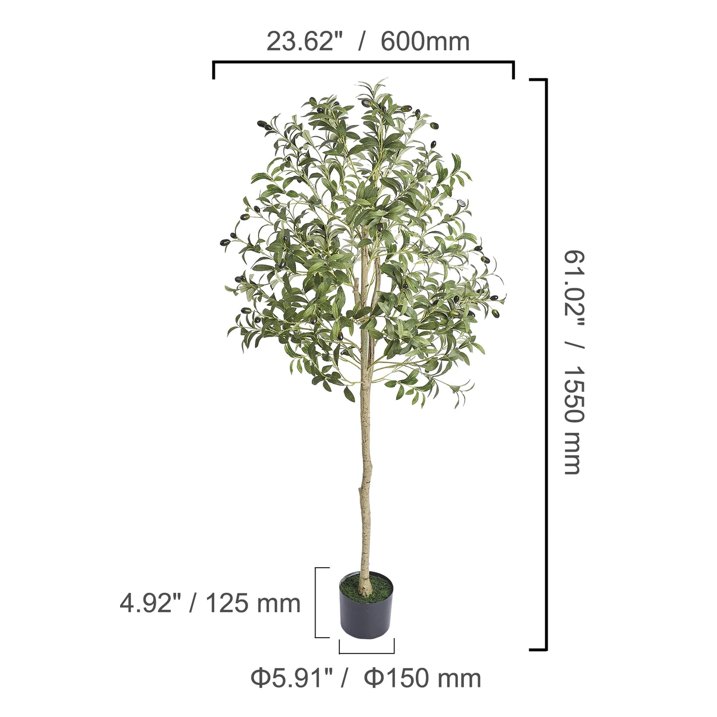 SucceBuy Artificial Olive Tree Faux Plant Sturdy Anti Tip Base