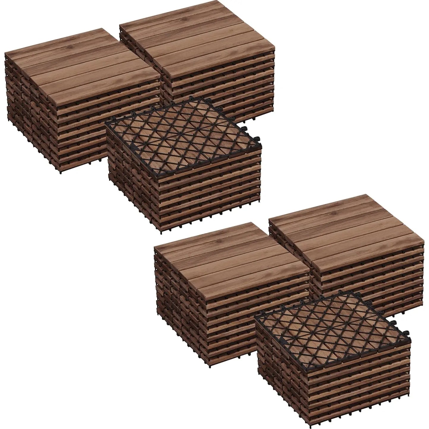Acacia Wood Interlocking Flooring Tiles Waterproof For Outdoor Indoor Patio