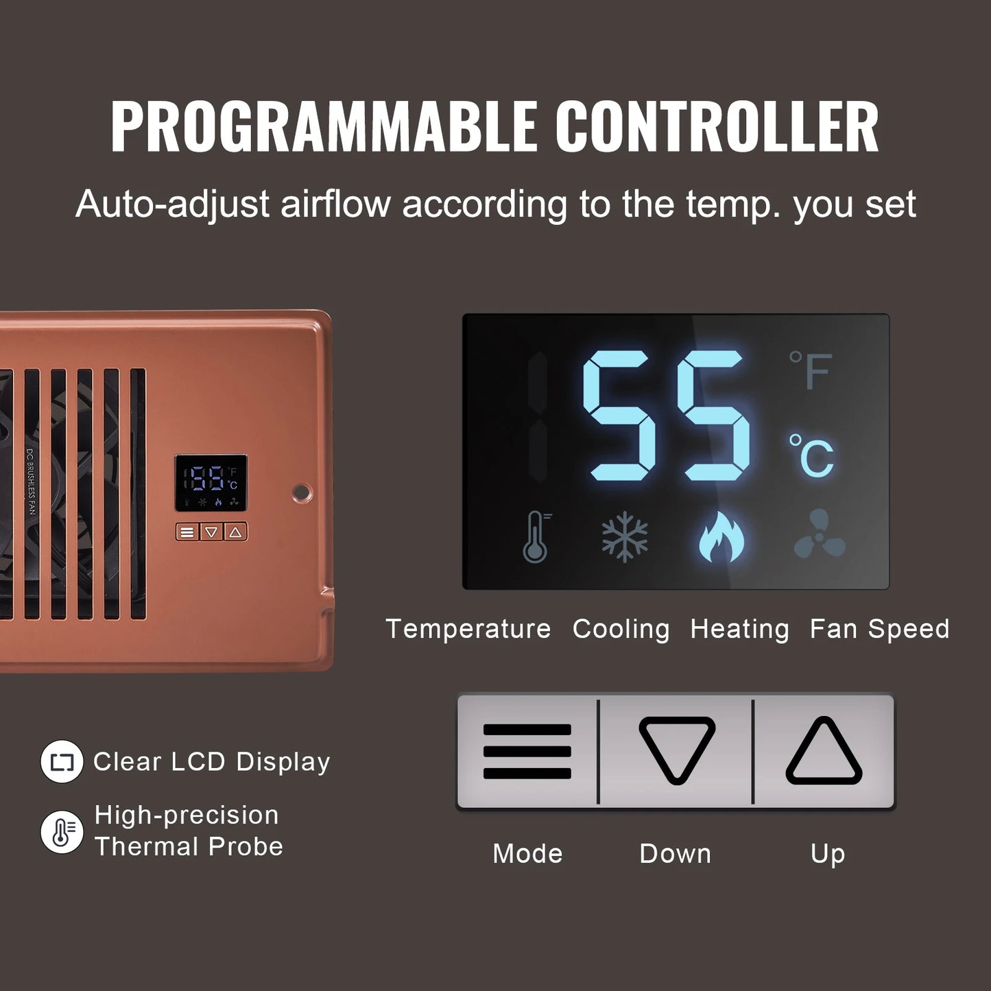 SucceBuy Quiet Register Booster Fan With Remote And Thermostat