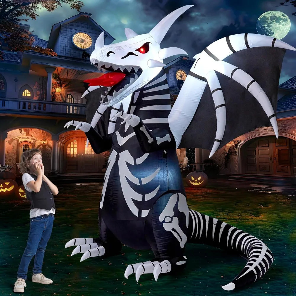 Joyfy Skeleton Dragon Halloween Inflatable Outdoor Decoration With LED Lights