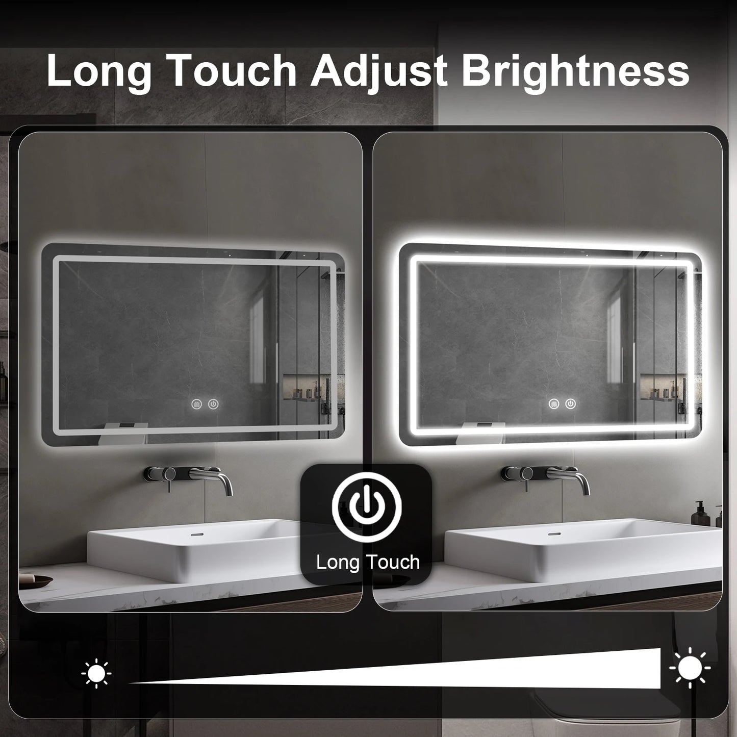 Mygiivovo LED Fogless Backlit Vanity Mirror With Demister Wall Mount