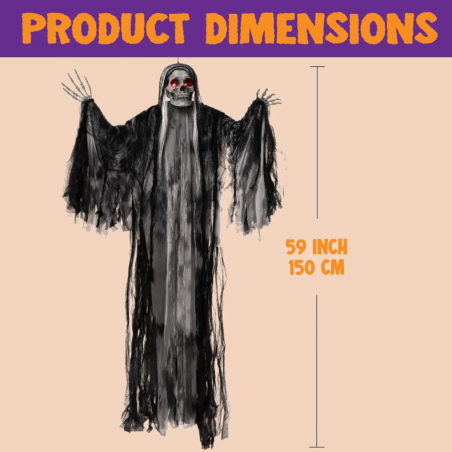 Joyfy Animated Hanging Grim Reaper Halloween Decorations