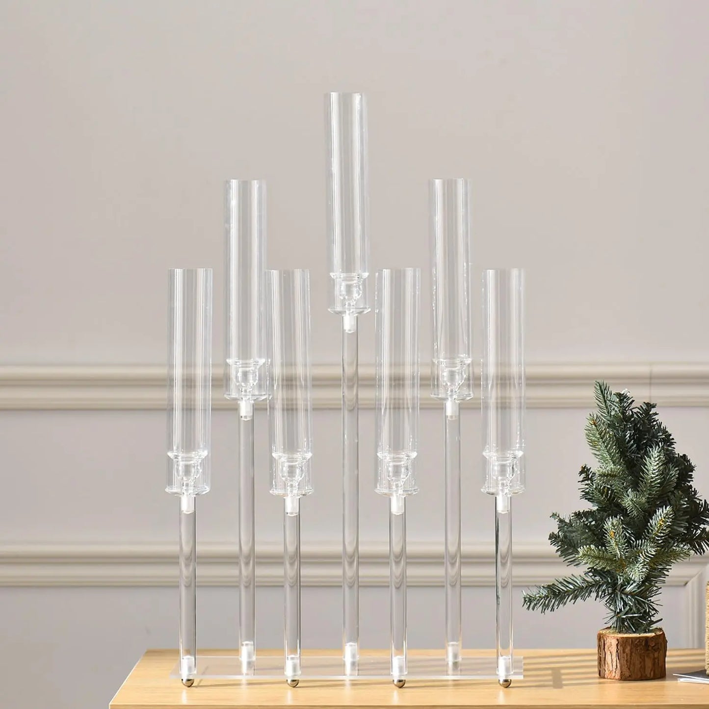 VINCIGANT Clear Acrylic Candelabra 7 Arms Tall Candle Holder