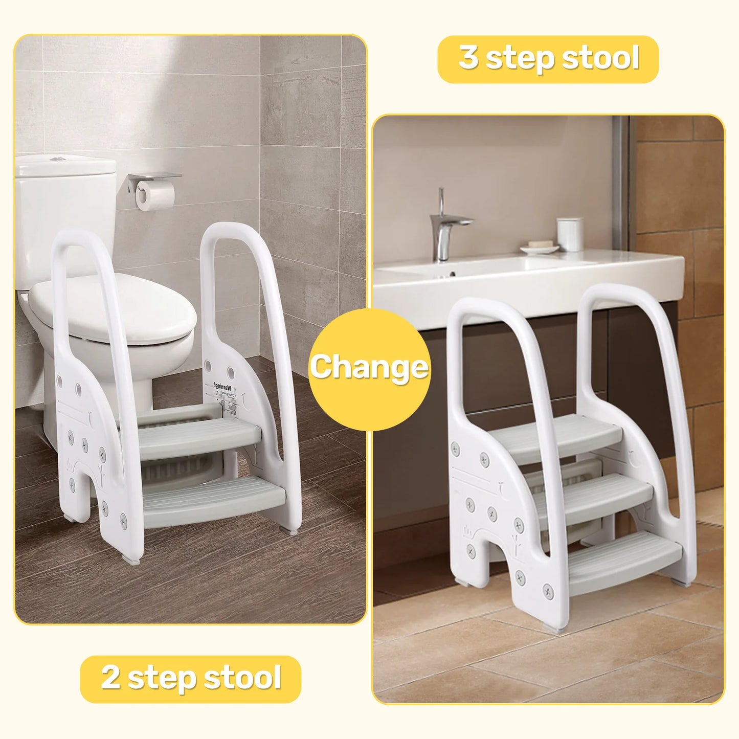 Toddler Step Stool With Handles Three Step Plastic
