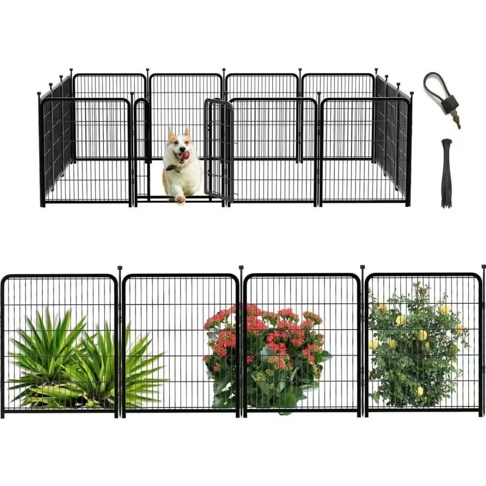 Metal Dog Playpen With Wide Gate For Secure Pet Containment